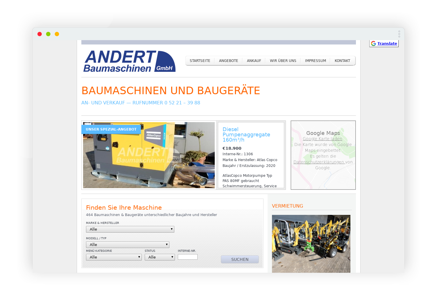 ANDERT BAUMASCHINEN EIN KOMPLETTAUFTRAG FÜR: CMS & PHP-PROGRAMMIERUNG