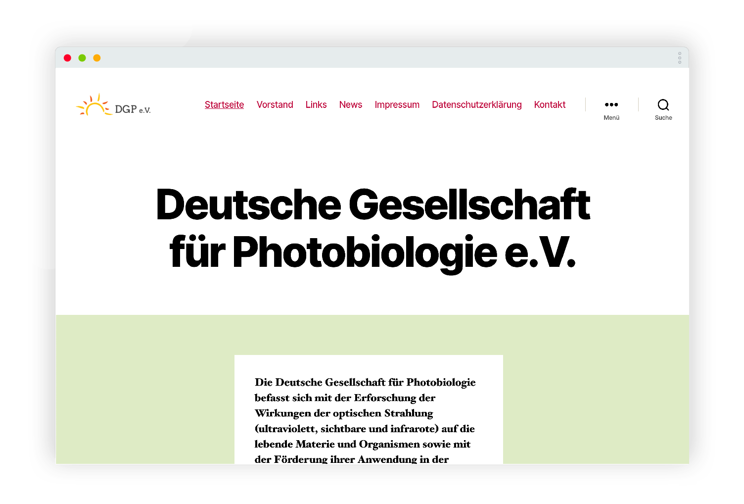 DEUTSCHE GESELLSCHAFT FÜR PHOTOBIOLOGIE E.V. UNSER BEITRAG BESTEHT AUS: WORDPRESS SUPPORT & CONTENT-PFLEGE